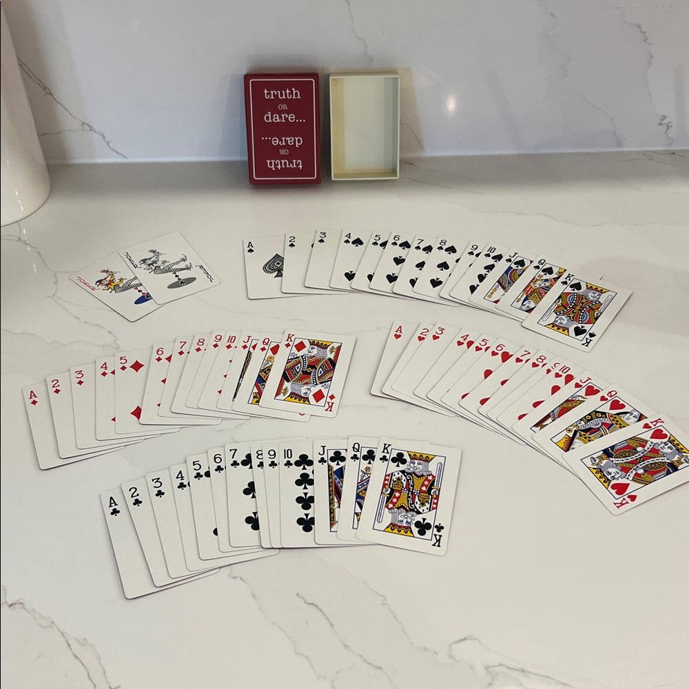 Pottery Barn playing cards, deck of cards in truth or dare box… EUC